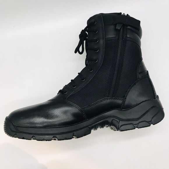 Interceptor MNIN0440111 Black Leather Men's 12 Side Zip Lace Up Tactical Boots - Picture 8 of 13